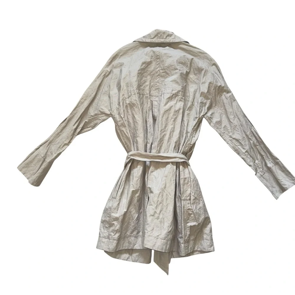 J Jill Rain Trench Crinkle Coat Sz M